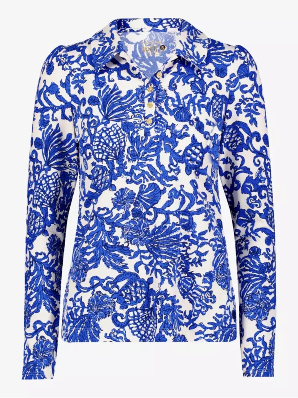 Lily Pulitzer Luxletic Frida Coconut Long Sleeve Polo Medium